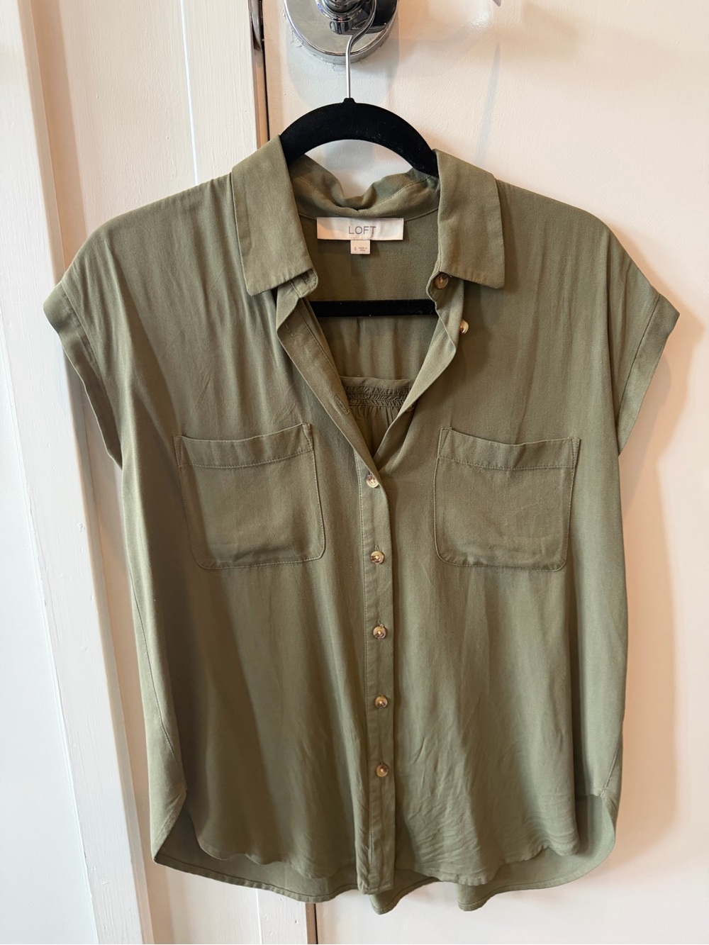 LOFT Khaki Green Collared Button Shirt